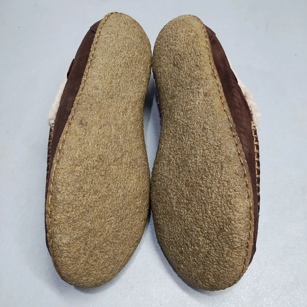 Columbia Big Sky Slippers Men 7 Brown Shearling Lined Moc Toe Slip On YM5241-248